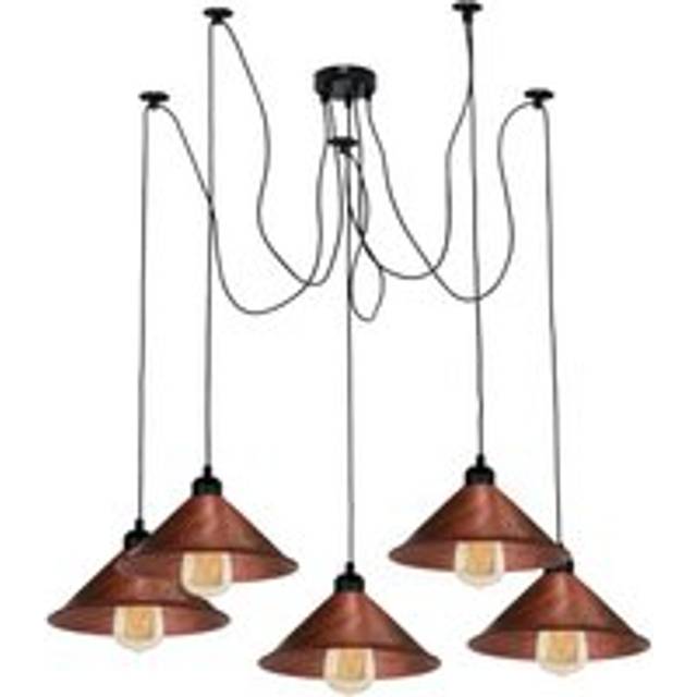 Modern Industrial Rustic Red Spider Metal Shade Hanging Light~3397 - 5 Way Pendant - No