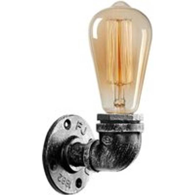 Vintage Industrial Water Pipe Lamp Retro Light Steampunk Wall Sconce + Free Bulb~2136 - Brushed Silver