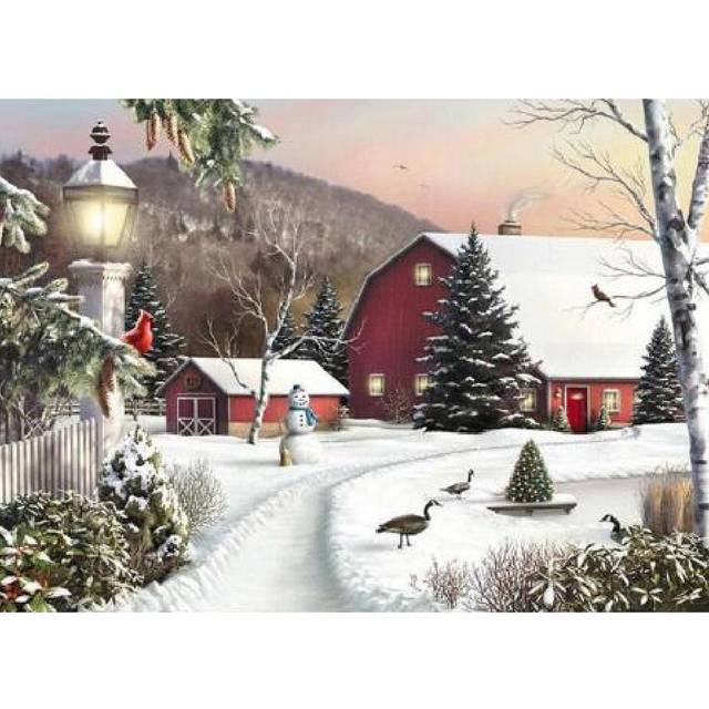 Beautiful Hand Painted Nature Snow Scenery Diamond Painting Full Drill on Canvas New Design 20X30CM