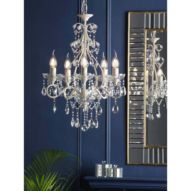 Laura Ashley Shamley Chandelier Ceiling Light, Matt White