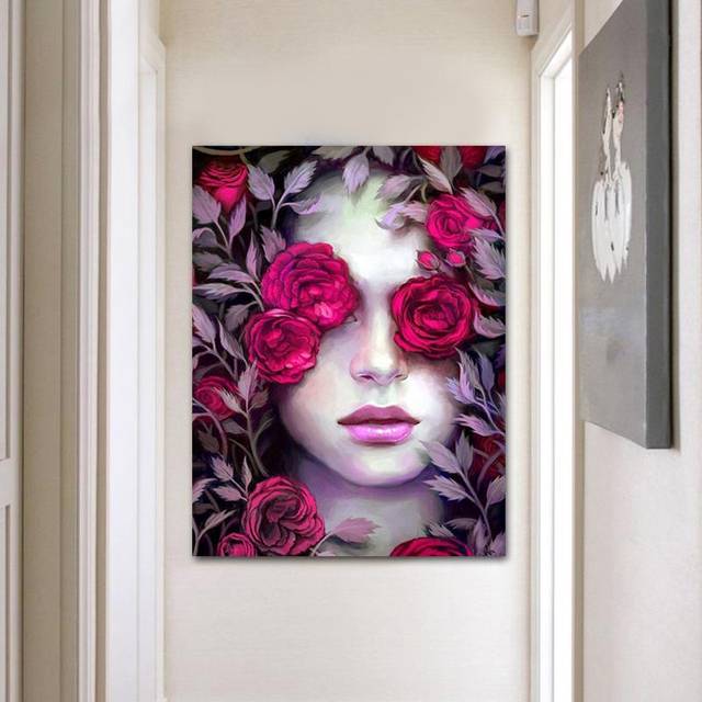 Colorful Diamond Painting Flowers Roses Girl Diamond Embroidery Cross Stitch 20X30CM