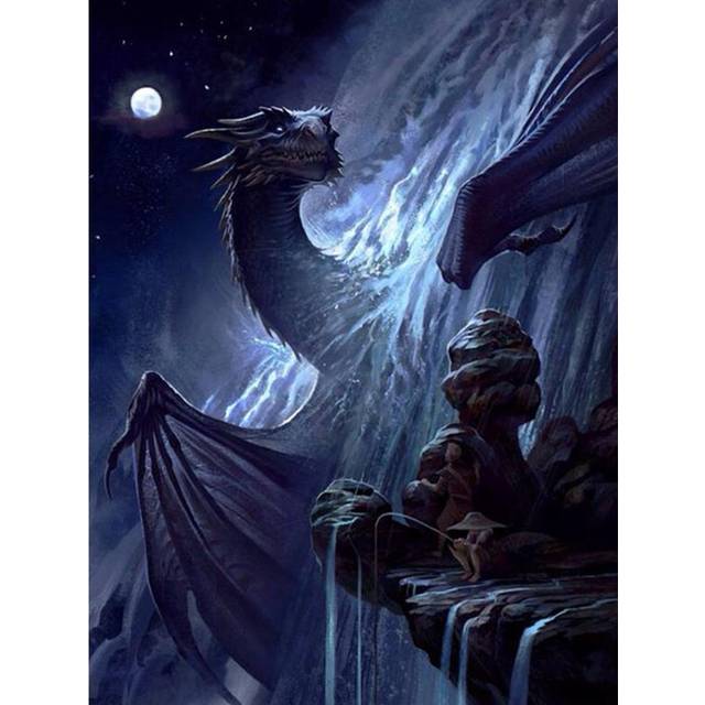 Diamond-Painting Moon Dragon Diamond Embroidery Animal Cross-Stitch Home Decor 20X30CM