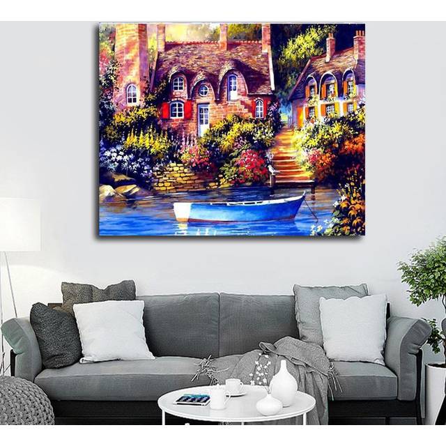 Old Castle DIY Crystal Full 5D Plastic Diamond Painting Cross Stitch Kit Art Mosaic Round Rhinestone 20X30CM