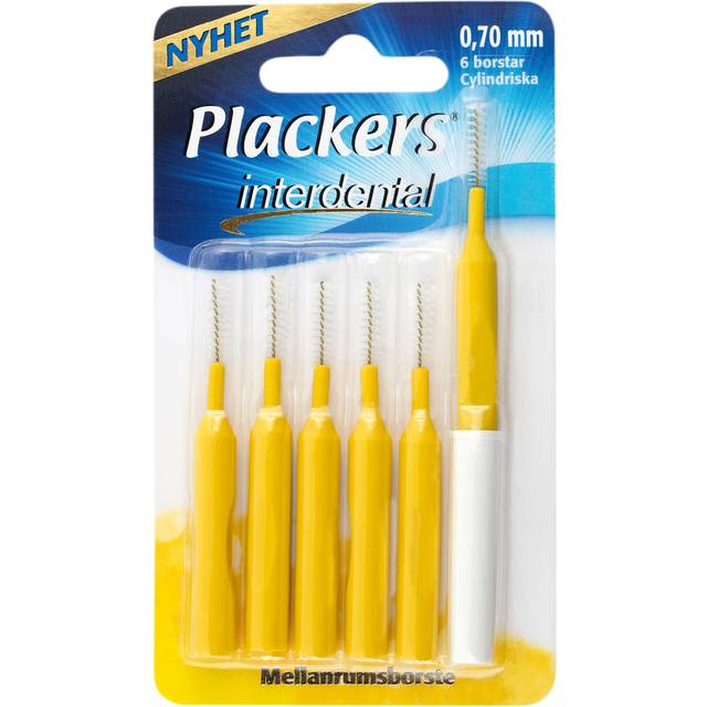 Plackers distansborstar - 0,7 mm - 6 st. - Gul