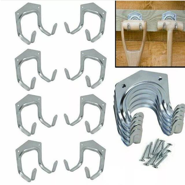 10pk tool storage hooks galvanized heavy duty hanging garden garage c/w fixings
