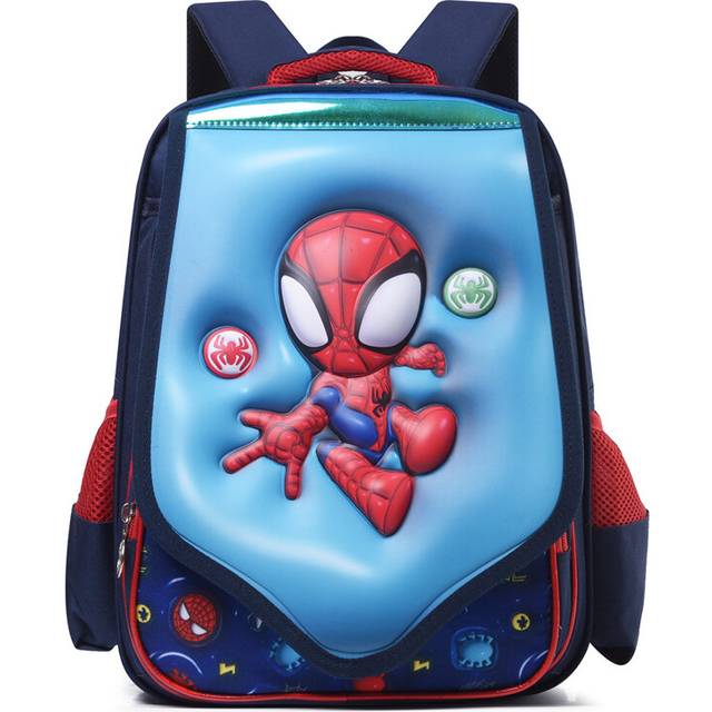 (DarkBlue Spiderman) Colorful And Cute Oxford Fabric Kids Backpack With Lightweight Design For School