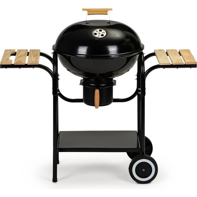 Charcoal garden grill with cover and shelves, grate and ash pan