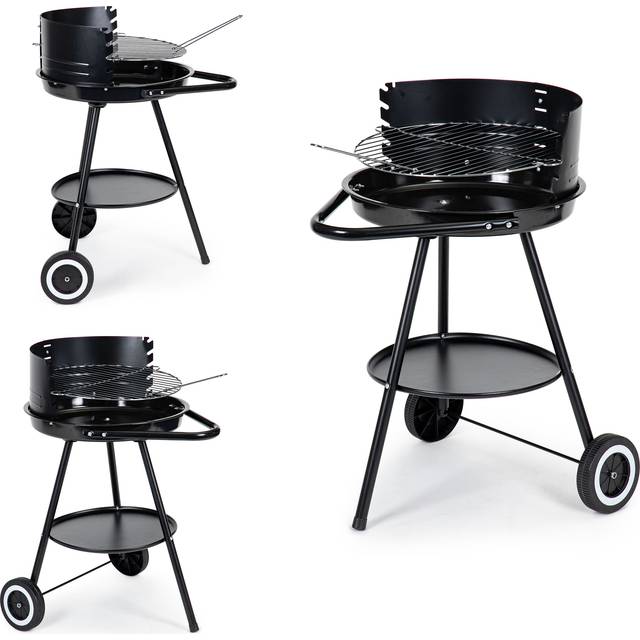 Round garden grill with adjustable grate height