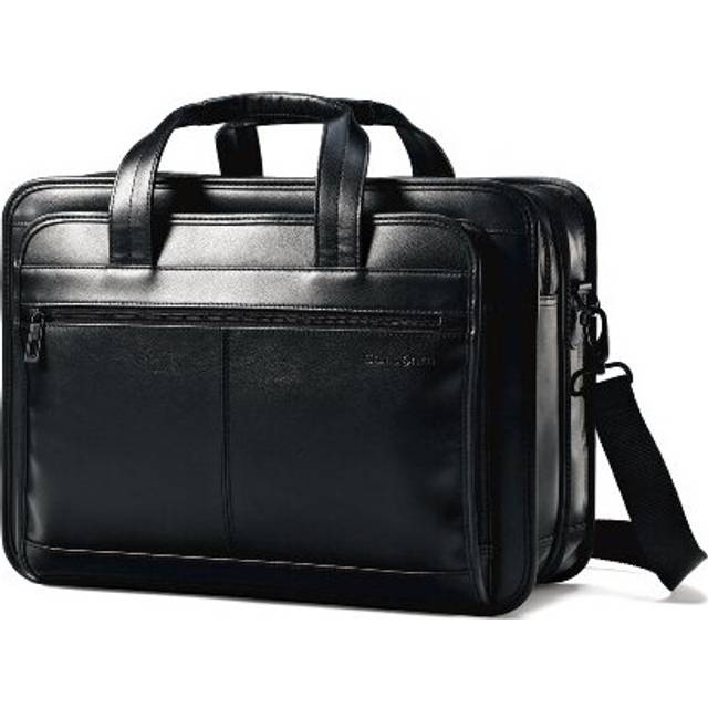 Samsonite Leather Expandable Briefcase, Black, One Size