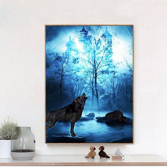 Diamond Painting Wolf Full Drill Diamond Embroidery Animal Crystal Diamond Art Hobby Home Decoration 20X30CM