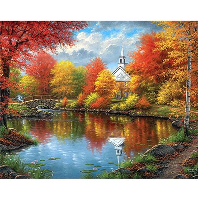 5D DIY Diamond Painting Setting sun Landscape Cross Stitch Full diamond Embroidery 20X30CM