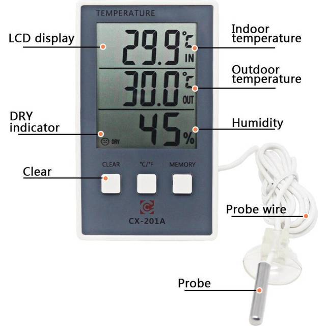 New Lcd Digital Indoor Outdoor Thermometer Indoor Hygrometer Temperature Humidity Meter