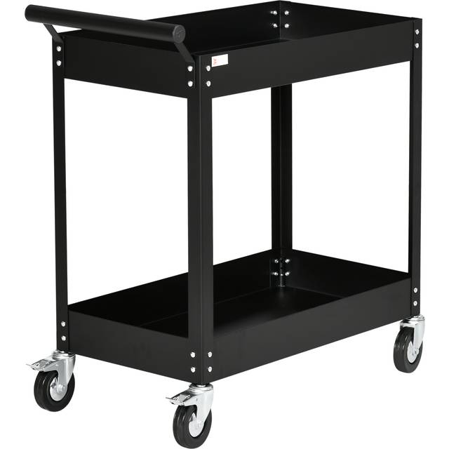 Verkstadsvagn 2 Nivåer Metall upp till 150 kg 84,5 x 38 x 84 cm, svart