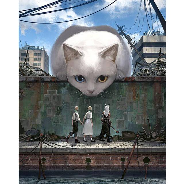 DIY 5D Full Set of Diamond Painting Cartoon Animal Cat Cross Stitch Diamond Embroidery 20X30CM