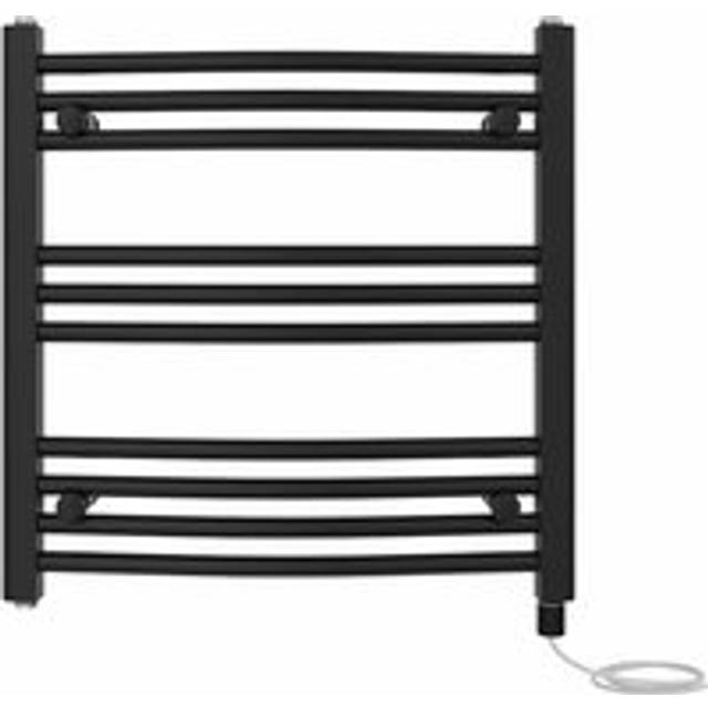 Bathroom Curved Prefilled Electric Heated Towel Rail Ladder Warmer Radiator 600x600mm Black