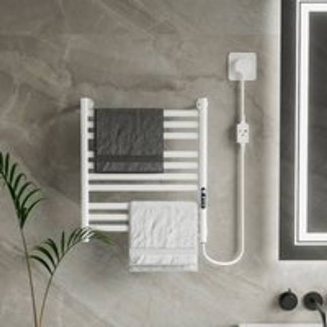 Unho - White 10 Bars Aluminum Heated Towel Rail 590x500mm