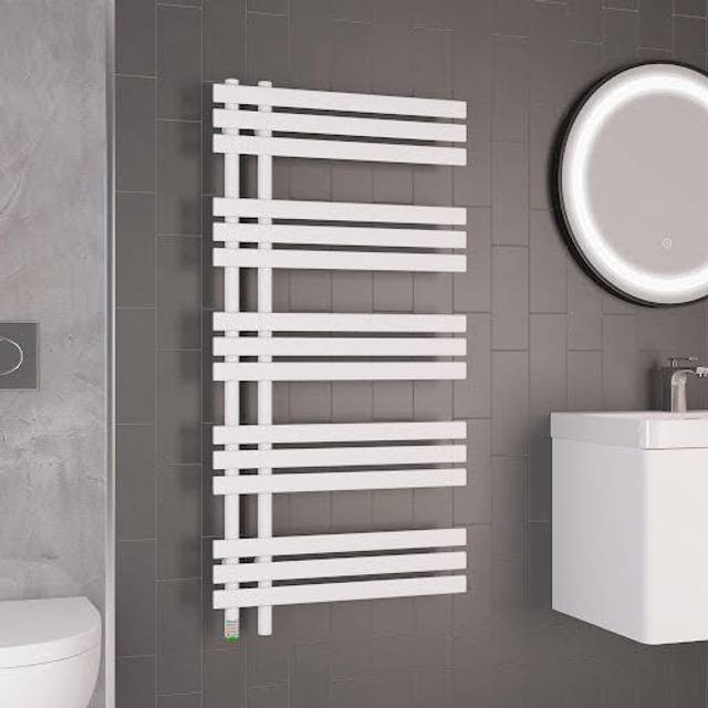 Eastbrook Loddon Dry Element Straight Designer Electric Towel Rail - Matt White - Various Sizes - 1200mm x 600mm