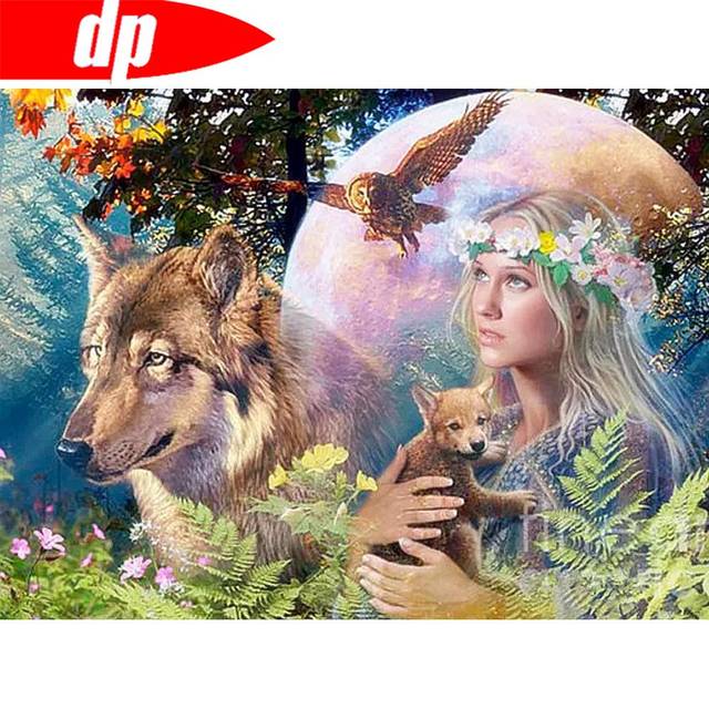 Diamond Painting Sale DIY Diamond Mosaic Wolf Crystal Embroidery Picture of Rhinestones 20X30CM