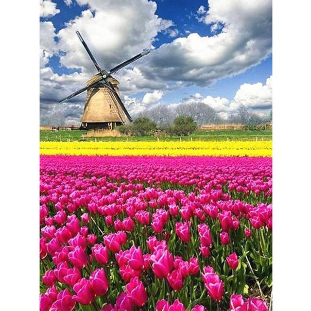 Diamond Embroidery Sale Flower Full Square/round Drills Diamond Mosaic Landscape 20X30CM