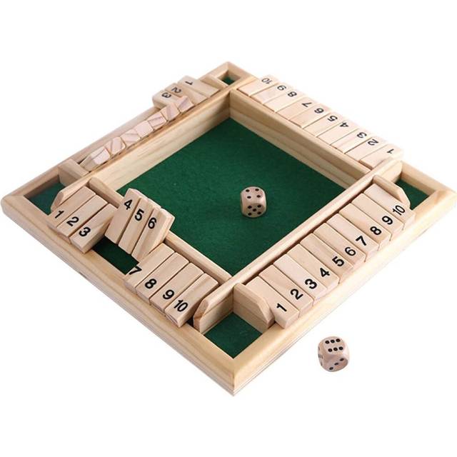4 Player Shut The Box Wooden Table Game Classic Dice Board Toy