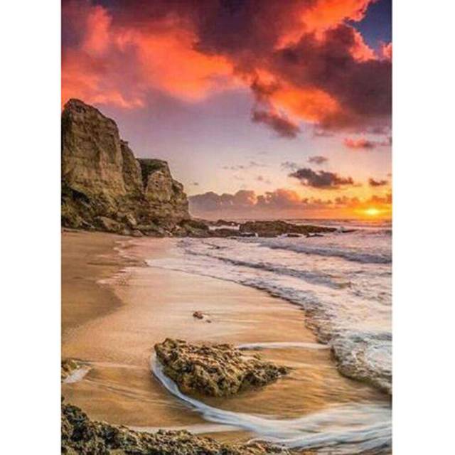 5D DIY Diamond Painting Beach Cross Stitch Diamond Scenery Diamond Embroidery Home Decoration 20X30CM