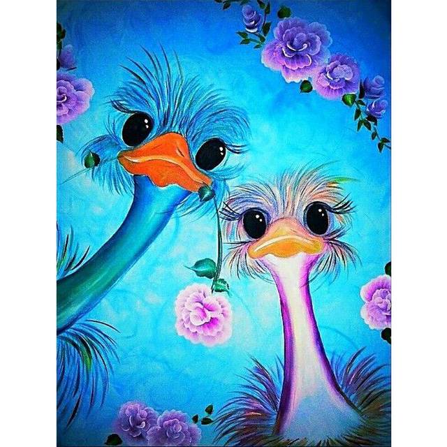 5D DIY Diamond Painting  Colored Ostrich  Diamond Rhinestone Embroidery Cross Stitch 20X30CM