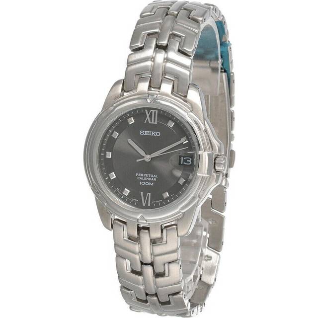 SEIKO Perpetual Calendar Gray Dial SS Men's Watch SLL189 - 37 mm