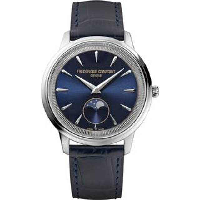 Frederique Constant - Classics Moneta Moonphase 37mm - unisex - stainless steel/Calf Leather - One Size - Black