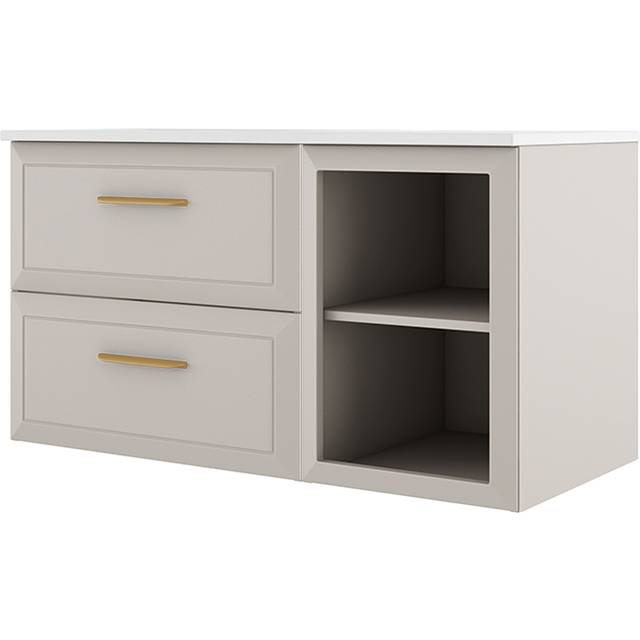 Tvättställsskåp Gold Tandem Beige Matt 60+40 cm med Handfat Vit Blank