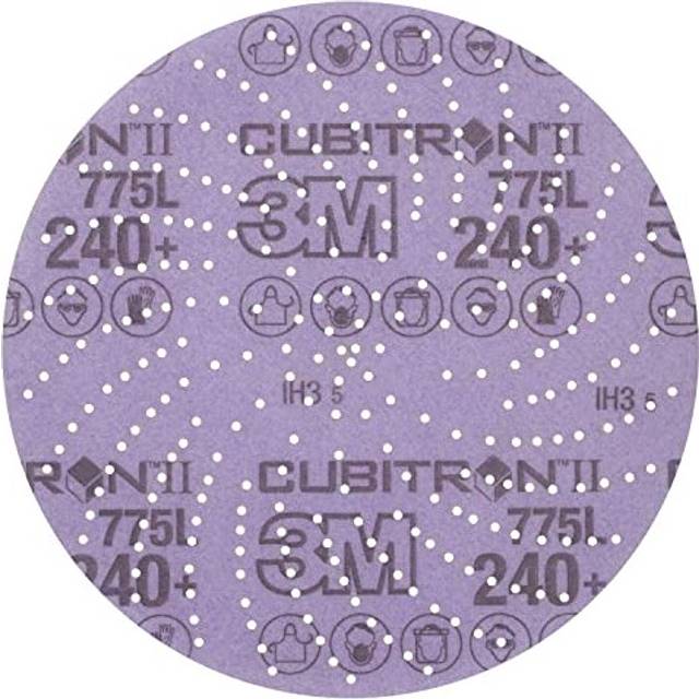 Cubitron II, 240 Grit Medium Ceramic Sanding Film Disc, 15.2 cm x 15.2 cm, 50 Discs, 16 mm Hole, Compatible with Angle Grinder, Color Purple, Model