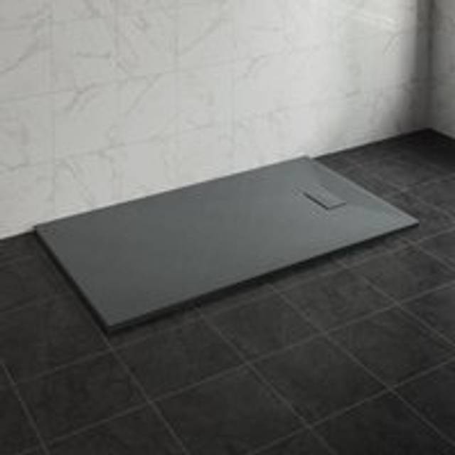 NRG 1600 x 900mm SMC Anthracite Rectangle Slate Effect Bathroom Shower Tray