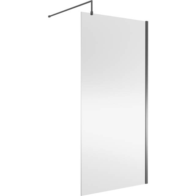 nuie Brushed Pewter Wetroom Swing Screen 1850 x 215mm - Grey - 1850 x 322 x 27mm