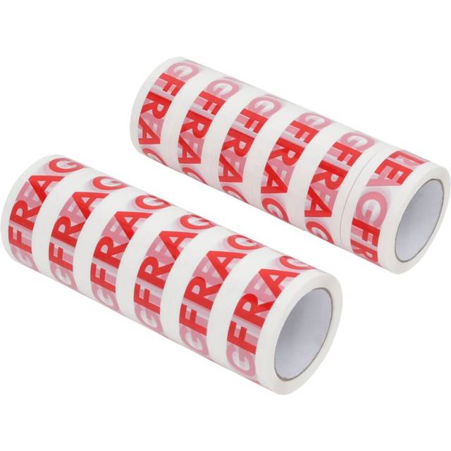 vidaXL Packaging Tape 12 pcs FRAGILE Printed White 48 mm x 66 m