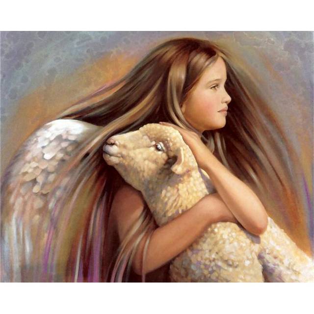 5D Diamond Embroidery Painting Paste DIY Diamond Painting Cross Stitch Angel Girl Diamond Mosaic Room Decoration Full Square (20X30CM)