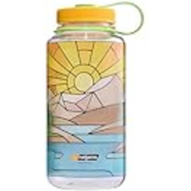 32oz Wide Mouth Stained Glass Print Bottles (Graphic: River) - Clear
