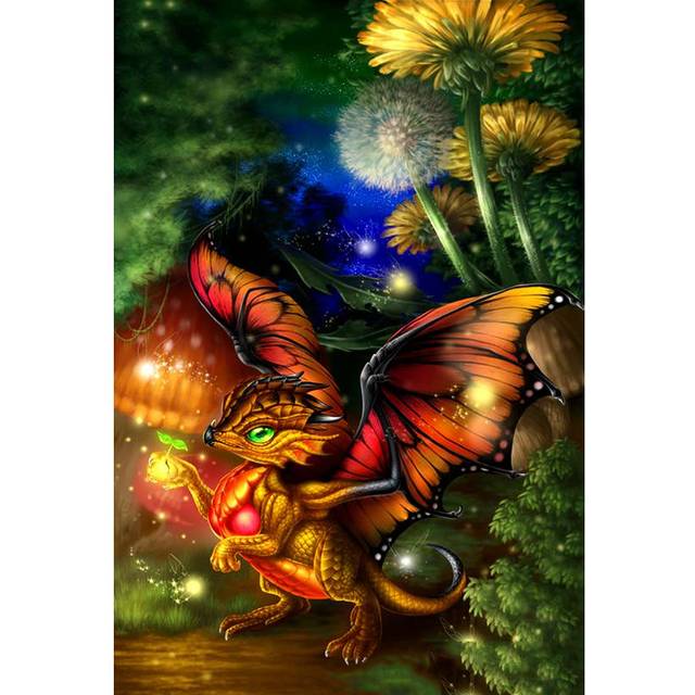 5D DIY Diamond Painting  Night Dragon  Embroidery Cross Stitch 3D Home Decor 20X30CM