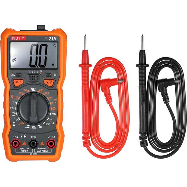 NJTY Mini Digital Multimeter 1999 Counts Multi-functional Non Contact Multi Meter Voltmeter Ammeter T21C black