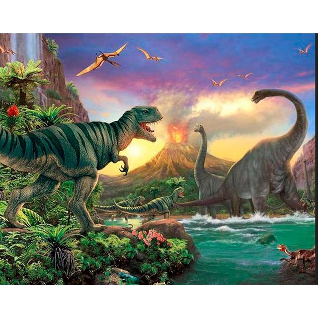 DIY Diamond Painting Cartoon Dinosaur World Handmade Picture of Rhinestone Cross Stitch Decor Gift 20X30CM