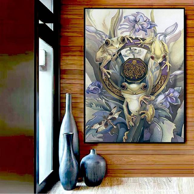 Diamond Painting Frog Crystal Diamond Painting Cross Stitch Flower &Frog In Tree Animal Needlework 20X30CM