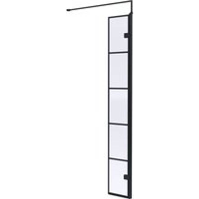 8mm Toughened Safety Glass Black Framed Wetroom Swing Screen - 300mm Balterley