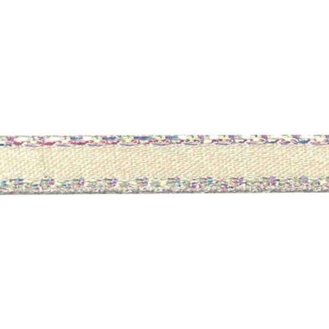 Berisfords Iridescent Edge Ribbon 8 Ivory - 5mm - per metre