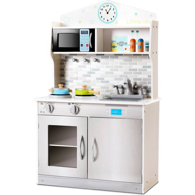 Wooden Play Kitchen with Utensil Set