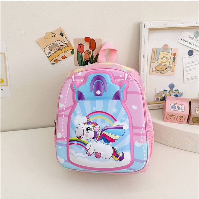(Pink) Trendy Dinosaur Kids Backpack For Ages 2 To 5 Soft Nylon Material With Comfortable Air Cushion Straps