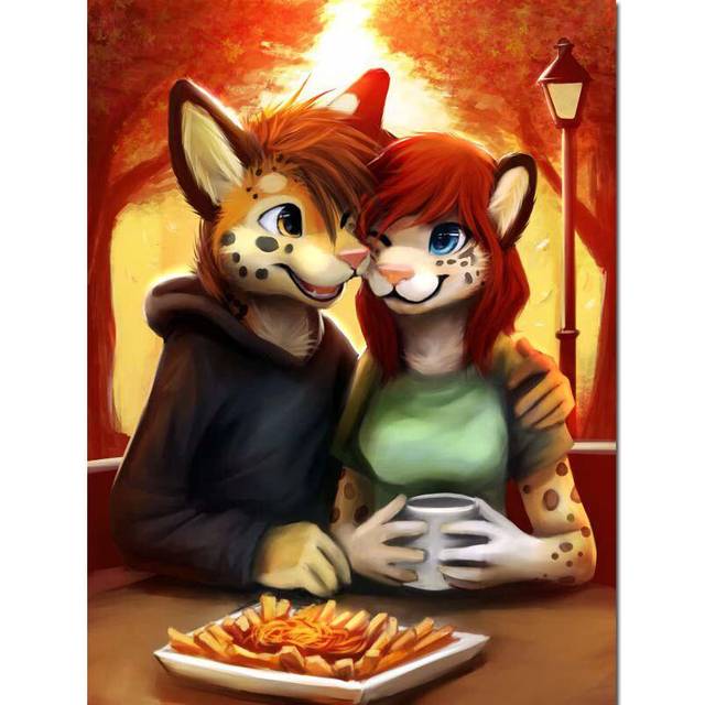 5d Diy Diamond Painting Leopard Cartoon Food Diamond Mosaic Couple Animal Cross-Stitch 20X30CM
