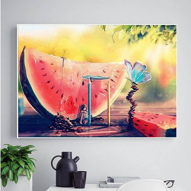 DIY Diamond Pictures Cross Stitch Food Watermelon Handmade Full Drill Arrivals Acrylic Bedroom Decor 20X30CM