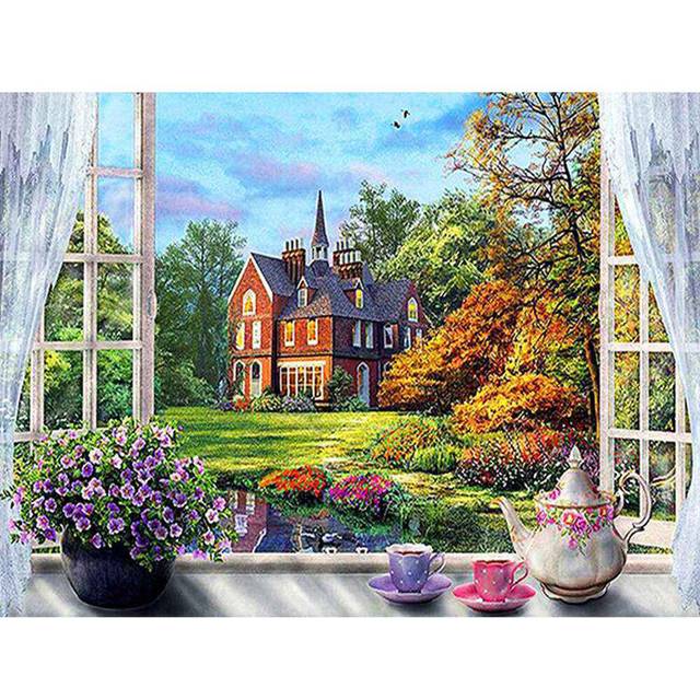 DIY Diamond Painting Scenery Cross Stitch Diamond Embroidery Landscape Pattern Full Round Rhinestone 20X30CM