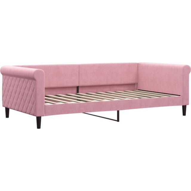 Dagbädd utdragbar med lådor rosa 100x200 cm sammet
