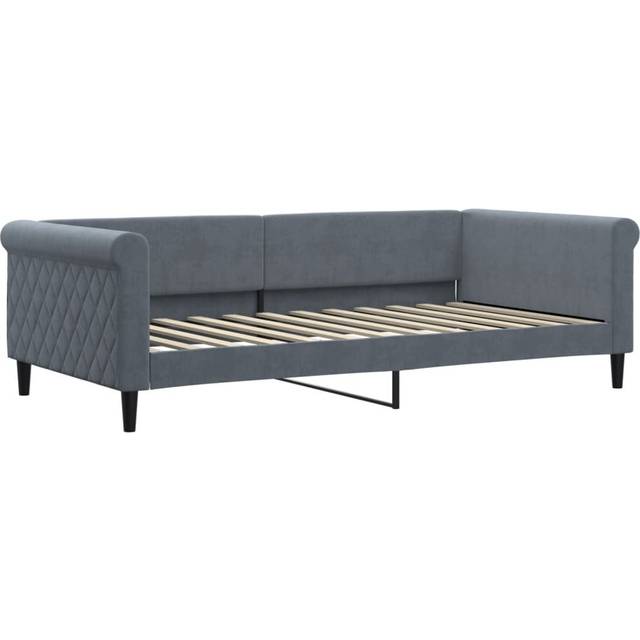 Dagbädd utdragbar med lådor mörkgrå 100x200 cm sammet