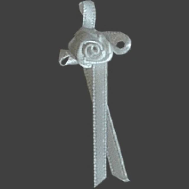 Berisfords Long Ribbon Rose Centred Bows 29 White