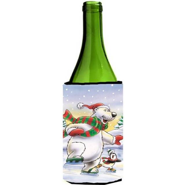 Holiday Polar Bears Ice Skating Wine Bottle Can cooler Hugger